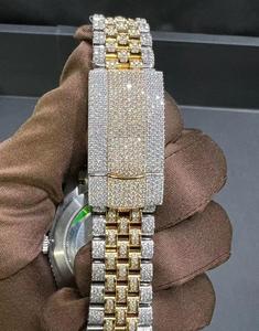 Montre en diamant Moissanite pour homme et femme, cadran en acier inoxydable, bracelet style hip-hop, montre en diamant Moissanite VVS - Product Image 4