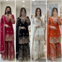 Traje Salwar Kameez de Seda con Palazzo, Suministro Directo de Fábrica, para Bodas y Festivales, Salwar Kameez Pakistaní