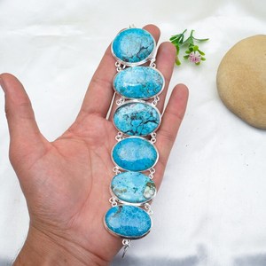 Turquoise <b>Bracelet</b> 925 Sterling Silver Handmade <b>Gemstone</b> <b>Bracelet</b> Elegant Jewelry Wedding Anniversary Gift For Her - Product Image 4