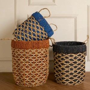 High Quality Bestselling Eco-Friendly Seagrass Handwoven <b>Basket</b> <b>Storage</b> Home Decoration Laundry <b>Basket</b> Hamper Multifunction Made - Product Image 5