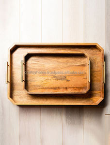 Handcrafted Wooden <b>tray</b> with handle Wooden Food Fruit <b>Tray</b> for home decor - Product Image 3