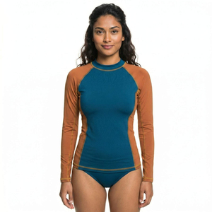 <b>Athletic</b> Long Sleeve Women Rash Guard Swim Shirt Comfortable Stretch Fabric Sun Protection Beach Active Wear - Product Image 4