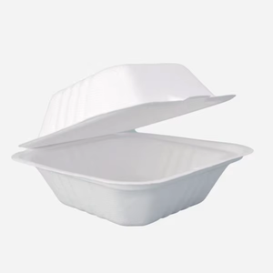 Caja para Ensaladas de Bagazo Compostable y Ecológica |   Envase Desechable de Pulpa de Caña de Azúcar para Alimentos, Tipo Concha, para Empaque de Panadería - Product Image 3