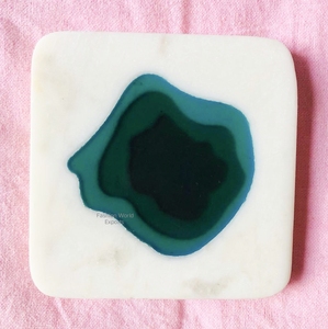 Artisan Wooden and Resin Inlay Yellow <b>Coaster</b> Set Handcrafted Stone <b>Drink</b> <b>Coasters</b> for Elegant Home and Office Use - Product Image 4