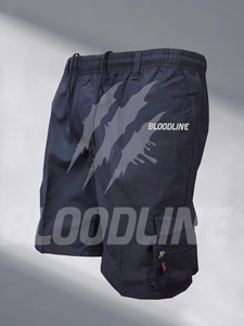 Bermuda pour homme BLOODLINE en tissu non tissé enduit PU 220g, taille mi-haute élastique, style décontracté avec poches - Product Image 6