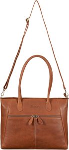 Best Quality Genuine Leather Tote Bag Women Minimalist Style Open <b>Top</b> Large Capacity Casual Daily Use Brown Two Handles For Sale - Product Image 3