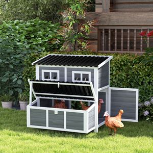 Gallinero de Madera de 39 Pulgadas con Nido y Bandeja Extraíble, Techo Impermeable, Jaula para 4-6 Gallinas o Conejos - Product Image 1
