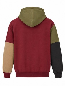 Chaqueta de Forro Polar con Capucha para Hombre, Diseño de Bloques de Color y Parches - Product Image 2