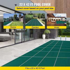 Bâche de sécurité rectangulaire pour piscine enterrée 20x40 pieds, avec maille solide pour les extrémités centrales et les marches, pour piscines de 4x10 pieds, compatible avec les enrouleurs de bâches de piscine - Product Image 2