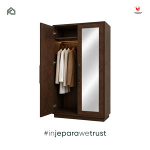 Armoire en bois moderne de luxe à 2 portes avec miroir, meubles de chambre pour hôtel, villa, resort - Product Image 2