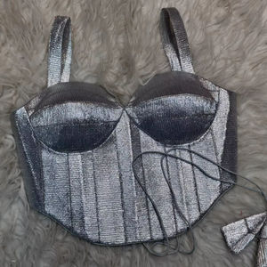 <span class=keywords><strong>Camicetta</strong></span> corsetto argento metallizzato per sari - Product Image 1