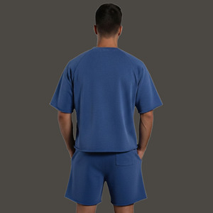 Ensemble court pour homme personnalisé, design vintage, délavé à l'acide, uni ou imprimé, 100% coton, respirant, anti-transpiration, séchage rapide, été - Product Image 6