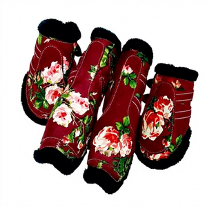 Protège-tendons et sabots pour chevaux à motif floral, doublure douce, réglables, légers, personnalisables, pour l'entraînement équestre - Product Image 4