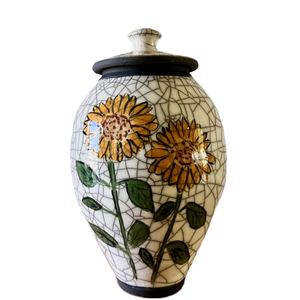 Urne funéraire en forme de tournesol avec des tournesols jaunes - Product Image 1