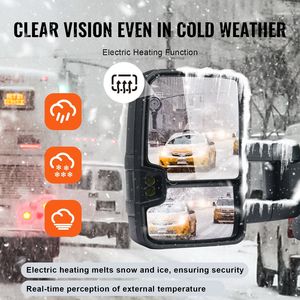 Coppia Set segnale di alimentazione riscaldata luce di guida manuale telescopica pieghevole riscaldamento sbrinamento specchietti neri traino per Chevrolet - Product Image 5