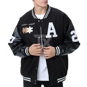 Hot Selling Casual Style <b>Canvas</b> Letterman Varsity <b>Jacket</b> Stand Collar Front Breathable Custom Hooded Waterproof <b>Jackets</b> for <b>Men</b> - Product Image 1