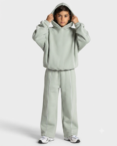 Sweat à capuche décontracté surdimensionné pour garçon, personnalisé, couleur pistache avec détails contrastants, en polaire premium - Product Image 6