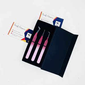 Pinzas para Pestañas Profesionales de Acero Inoxidable, Curvas en Forma de L, Puntas Anguladas, Pinzas de 90 Grados para Extensión de Pestañas de Volumen - Product Image 4