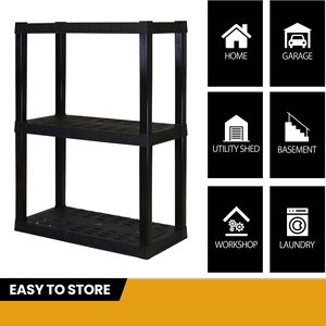 Étagère de garage robuste à 3 niveaux, 39"H x 14"D x 30"W, noire, capacité de 300 lb - Product Image 4