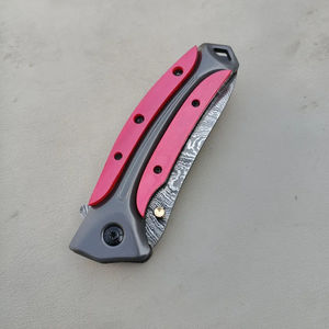 Couteau de poche multifonctionnel Burraq DIY en acier Damas, fait main, avec étui en cuir – Cadeau d'anniversaire pour témoin de mariage - Product Image 2