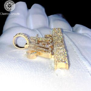 Charm_Jewells Pendentif Lettre en Argent 925 Plaqué Or 22 carats avec Moissanite Sertie Clos, Style Hiphop, Certifié IGI, Bijoux Unisexe - Product Image 4