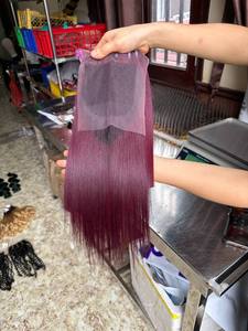 ผมปลอมแบบเป็นช่อ100% ผมมนุษย์สำหรับผู้หญิงผิวดำมัดทรงตรงสีไวน์แดง - Product Image 5