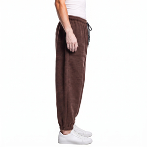 Pantalon de survêtement décontracté pour homme avec cordon de serrage à la taille, 100 % coton molletonné respirant, épais, pour l'hiver, style streetwear - Product Image 3