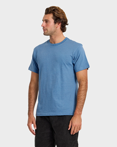 Camiseta clásica de algodón azul para hombre, camiseta informal de manga corta, suave y transpirable, cómoda, básica, con cuello redondo, para el día a día - Product Image 1