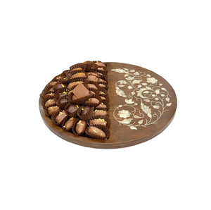 100% MOP Inlay and Wood Handmade Round Serving Tray For Christmas Party Chocolate and <b>Sweet</b> Serving tray At Nice Price - Product Image 1