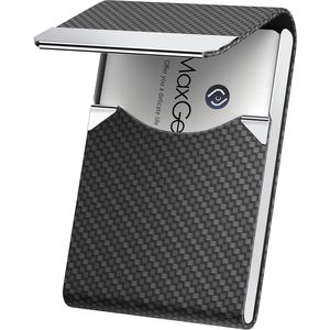 Tarjetero de Cuero PU para Hombre y Mujer, Bloqueo RFID, Delgado, Estuche para Tarjetas de Visita, Accesorio Empresarial de Acero Inoxidable - Product Image 1