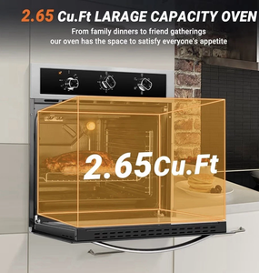 เตาอบติดผนังแบบเดี่ยว A-M-Z-C-H-E-F 2-4 ช่อง ขนาด 2.65 คิว พร้อมเตาอบไฟฟ้าในตัว สีดำ รุ่นใหม่ - Product Image 3