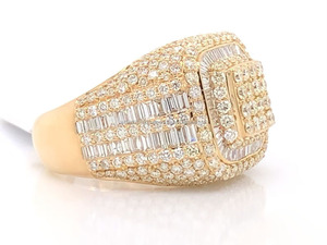 Anillo Cuadrado Hip Hop de Plata de Ley 925 Bañado en Rodio con Incrustaciones de Circonitas, Corte Baguette y Redondo, Regalo de Boda o Aniversario para Hombre - Product Image 2