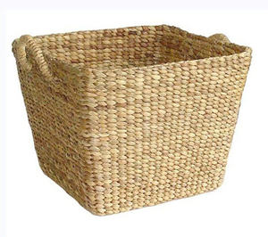 Cesta de almacenamiento de hierba marina natural, rústica, duradera y versátil, cesta de almacenamiento de jacinto de agua y ratán para organizar el hogar - Product Image 3