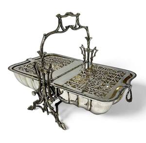 Victorian Silver Plated Folding Biscuit <b>Box</b> Warmer Staniforth Patent Ornate Engraved Filigree Design Home <b>Decor</b> - Product Image 1