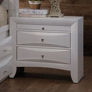Comodino in Legno Bianco con 2 Cassetti e 1 Vassoio, Elegante Pezzo d'Arredamento - Product Image 2