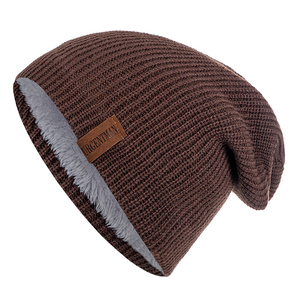 Bonnet d'hiver en coton doux pour homme et femme avec broderie/patch en cuir, bonnet de ski tricoté chaud de haute qualité, vente chaude personnalisée - Product Image 6