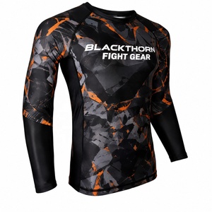 Camiseta Rashguard de Manga Larga para Hombre, Elástica en 4 Direcciones, para MMA y BJJ, OEM, Satinada, Transpirable, Antibacteriana, UPF50+, de Secado Rápido - Product Image 1