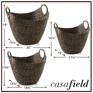 Artex HaiNam Natural Water Hyacinth Storage <b>Baskets</b> <b>With</b> <b>Handles</b> Bowl Shape Multi Purpose Rustic Style Organizers For Neatening - Product Image 6