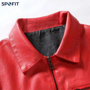 Spofit Fashion <b>Men's</b> Motorcycle <b>Jacket</b> Casual <b>Long</b> Sleeve Leather Waterproof Windproof Breathable Eco-Friendly Plain Dyed Front - Product Image 4