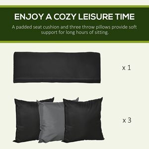 Dondolo da Giardino a 3 Posti con Tettuccio, Cuscini e 3 Cuscini Decorativi, Tenda Parasole Regolabile, Cuscini Impermeabili per Portico e Giardino - Product Image 6