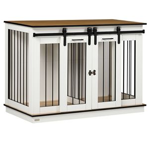 Mobile per cani bianco da 47,5 pollici, gabbia per cani di taglia grande e 2 cani di taglia piccola, tavolino divisorio, casetta per animali domestici, arredamento per più animali domestici - Product Image 1