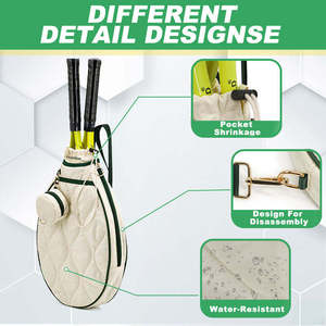 Sac de raquette de tennis et de pickleball rembourré en nylon matelassé avec logo personnalisé, sac à bandoulière imperméable, capacité de 50 à 70 L - Product Image 4