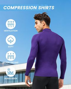 Quick Dry Spandex Nylon Rash Guard <b>Men</b> Compression Shirt <b>Turtle</b> <b>Neck</b> Long Sleeve MMA Rash Guard For Gym Training Running Cycling - Product Image 6