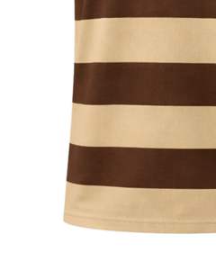 เสื้อโปโลชายลายทางสีน้ำตาลช็อกโกแลตและสีเบจ มีกระเป๋าเสื้อ ผ้าฝ้าย ทรงคลาสสิก แขนสั้น ผู้ผลิต OEM จำหน่ายส่ง - Product Image 6