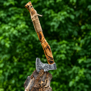 Handmade Viking Axe High Carbon Steel <b>Head</b> with Hardwood Handle With <b>Wrapped</b> Hatchet Hand Forged Industrial & DIY Grade - Product Image 1