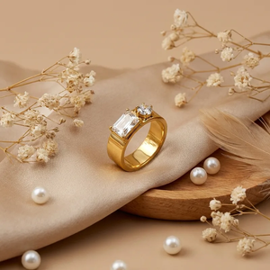 Minimalist Geometric Stainless Steel <b>Ring</b> 304 with 18K Gold PVD Coating Tarnish Free Waterproof Fashion Jewelry <b>Statement</b> <b>Rings</b> - Product Image 5