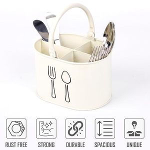 Porta cubiertos cilíndrico de metal con diseño de tenedor y cuchara para almacenamiento en la cocina, estilo minimalista, tipo vertical. - Product Image 4