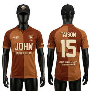 เสื้อรักบี้ผู้ชายพรีเมียม 220 GSM โพลีเอสเตอร์อินเตอร์ล็อค สีเทา-ดำ แถบลายทาง ระบายอากาศได้ดี โลโก้แบบซับลิเมชั่นสั่งทำพิเศษ ทรงพอดีตัว - Product Image 3
