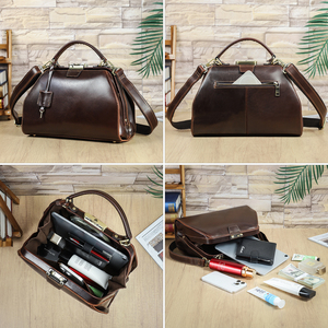 Sac de médecin classique en cuir véritable avec bandoulière et fermeture à cadenas pour femmes, usage quotidien - Product Image 5