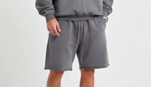 Conjunto de Sudadera con Capucha y Pantalones Cortos Holgados para Hombre, 100% Algodón, Felpa Gruesa, Cintura con Cordón Ajustable, Largo hasta la Rodilla, Talla Grande - Product Image 5